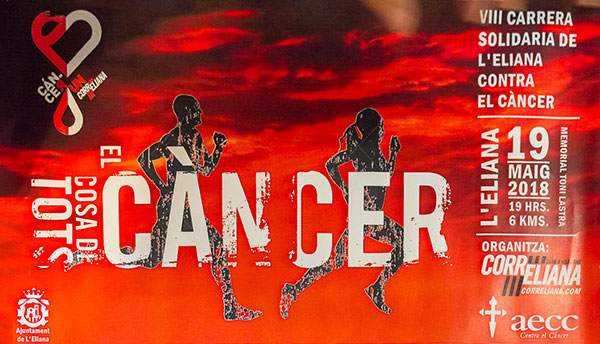 cartel de la octava carrera contra el cáncer en la eliana - correliana